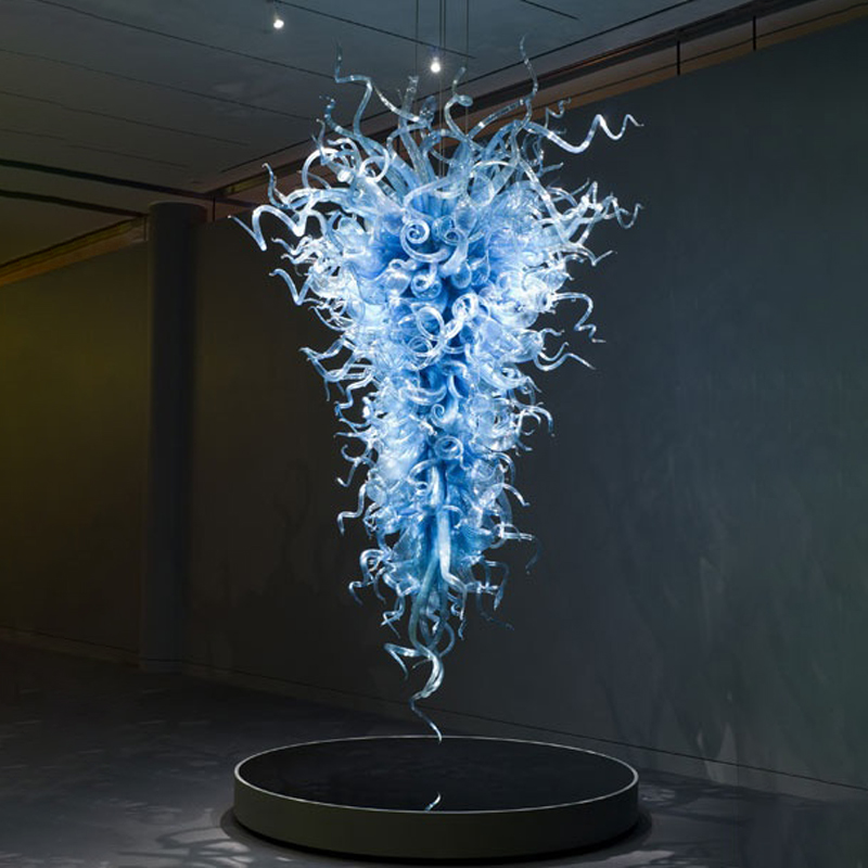 

Contemporary Glass Chandelier Blue Shade LED European Art Decoration Italian Style Murano Blown Glass Chandelier for Sale