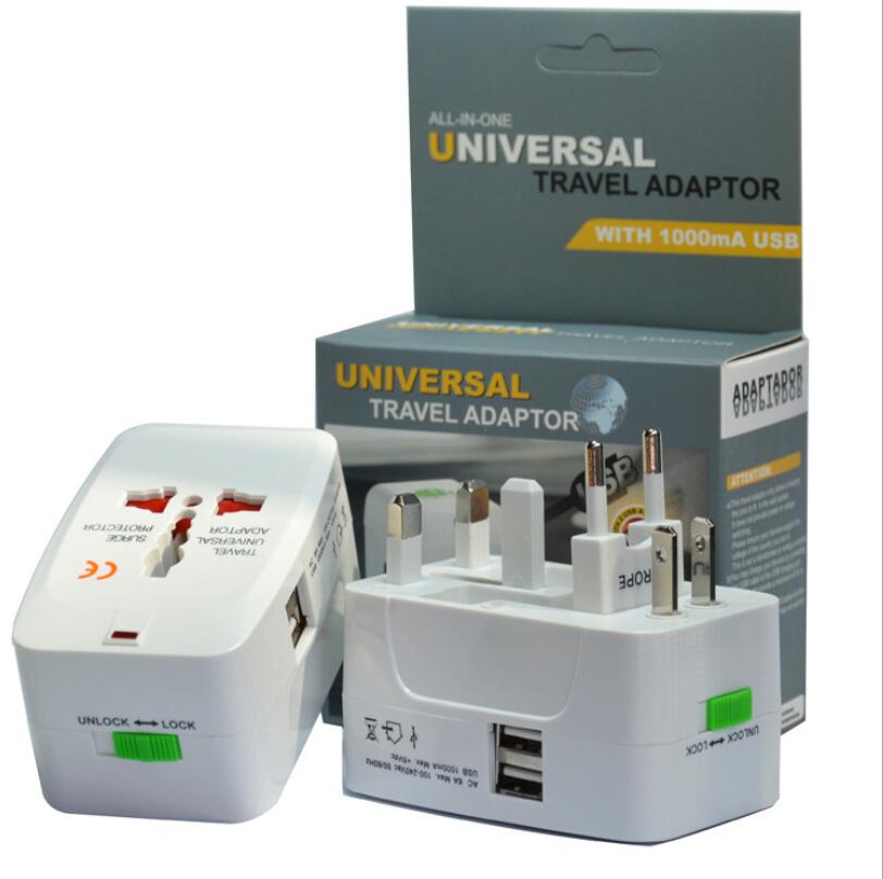 

Universal International AC Electric Plug Adapter 2 USB Ports Word Travel Power Charger Socket Adapter with UK EU US AU Plug