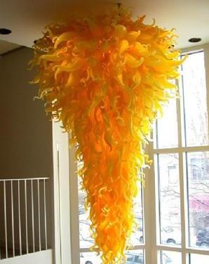 

Yellow Lamps Art Chandeliers Lighting Villa Home Decoration Luxury Hand Blown Glass LED Large Chandelier