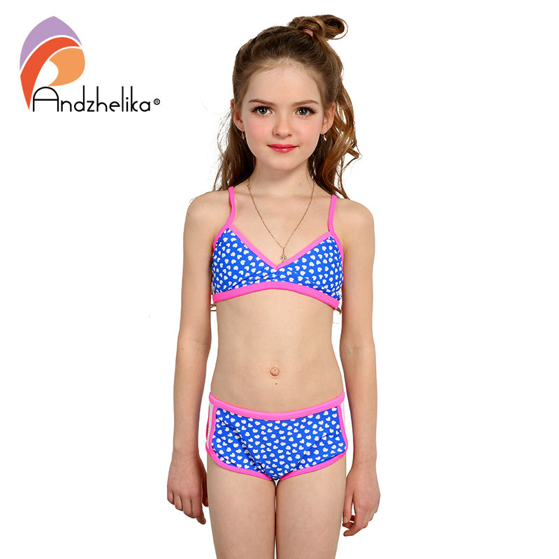 

Andzhelika Swimsuit Girl's Bikini Cute Heart Swimwear Summer Child Patchwork Swim Suit Children Sport Bikini Set Kids Bodysuits, Pink