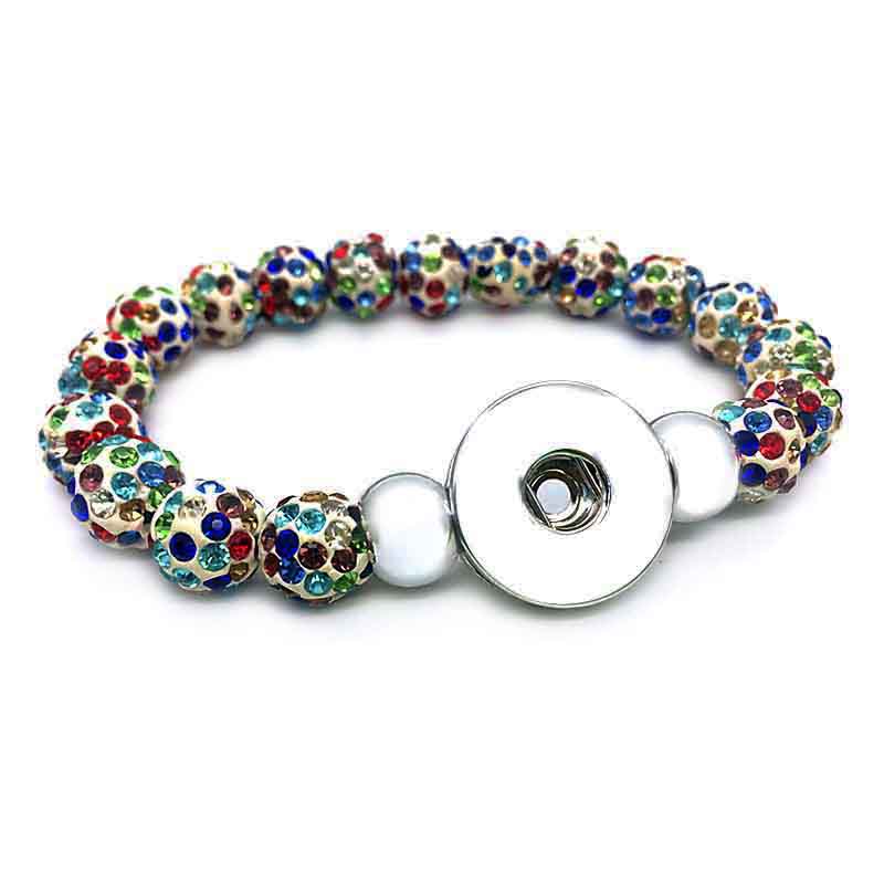 

New Arrival 029 Interchangeable Jewelry Candy Colors Expandable Bead Stretch Glass Bead Bracelet 18mm Snap Button Jewelry