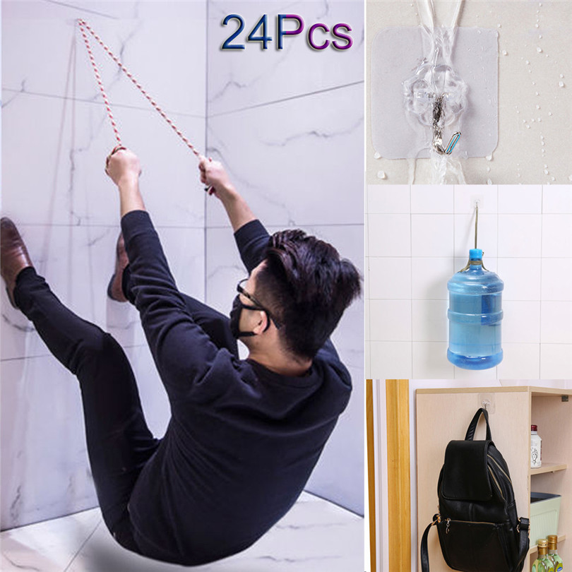 

24PCS Strong Wall Adhesive Transparent Suction Cup Sucker Wall Hooks Hanger For Kitchen Bathroom Pot Shove Rugs Hooks Storage20