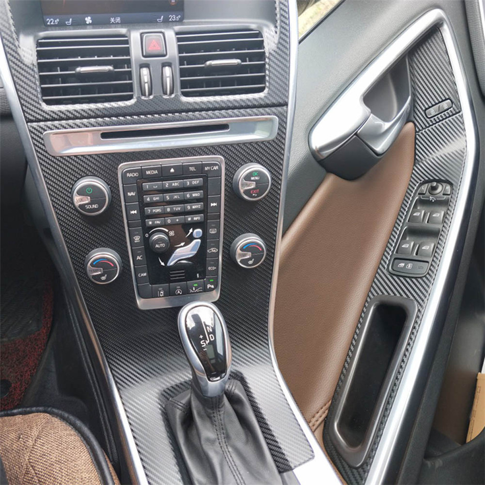 

For Volvo XC60 2013-2018 Interior Central Control Panel Door Handle 5D Carbon Fiber Stickers Decals Car styling Accessorie