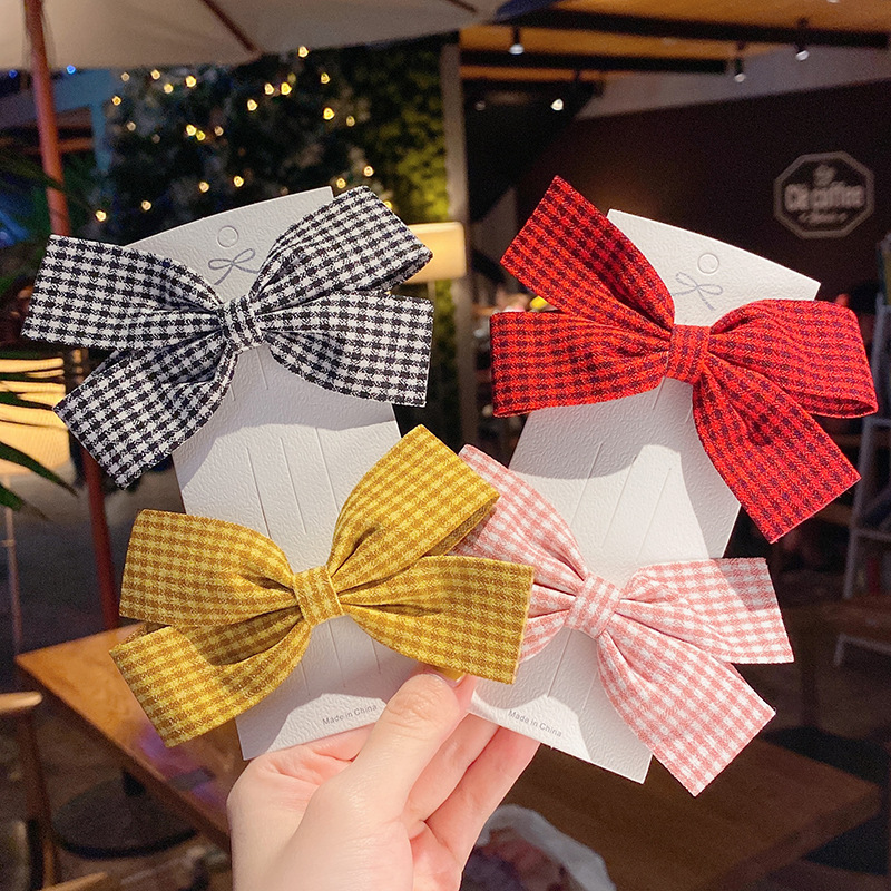 

New Korea Fabric Striped Lattice Bowknot Hairpin For Girl Bezel Candy Color Cross Knot Hair Clip Wholesale Hair Accessories, 6(10pcs)