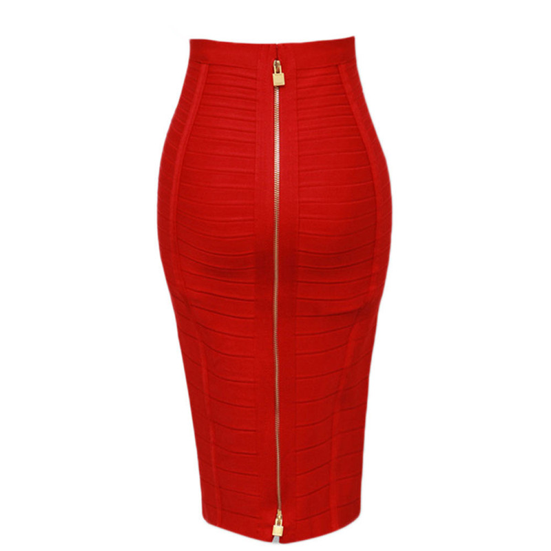 

Women Summer Fashion Sexy Black Red Beige Bandage Skirt 2020 Knitted Elastic Sweet Pencil Skirt