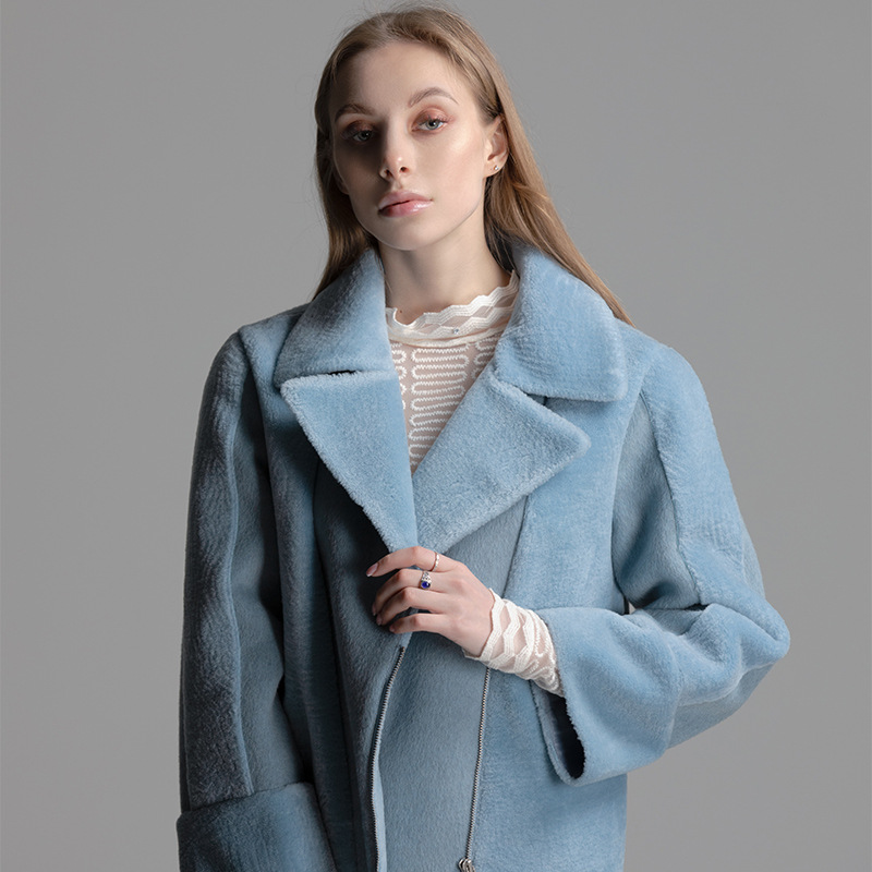 

2019 Women's European and American models sided cashmere jacket designer coats Amazon fashionwoolcoat, Blue