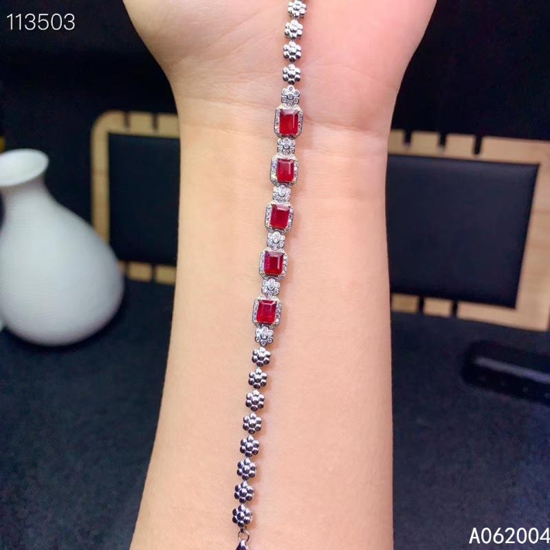 

Other Bracelets KJJEAXCMY Fine Jewelry 925 Sterling Silver Inlaid Gemstone Ruby Women Hand Bracelet Elegant Support Detection