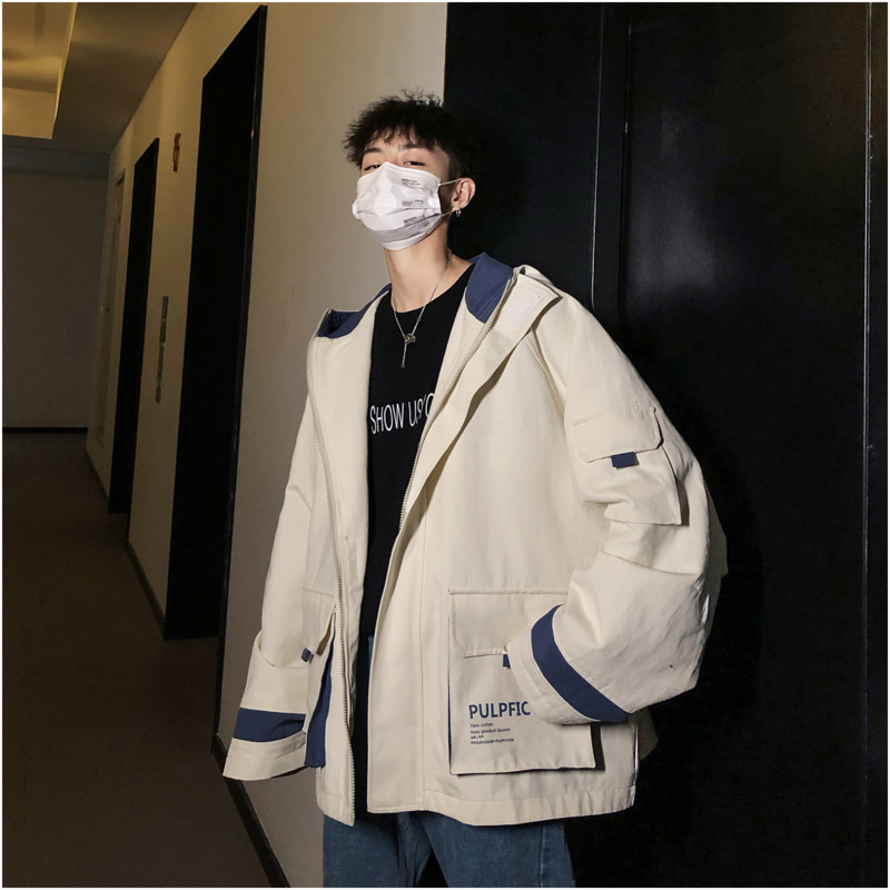 

2019 Spring And Summer The New Listing Arrivals Korean Fashion Cotton Hip Hop Couple Handsome Solid Color Stitching Thick Jacket, Black
