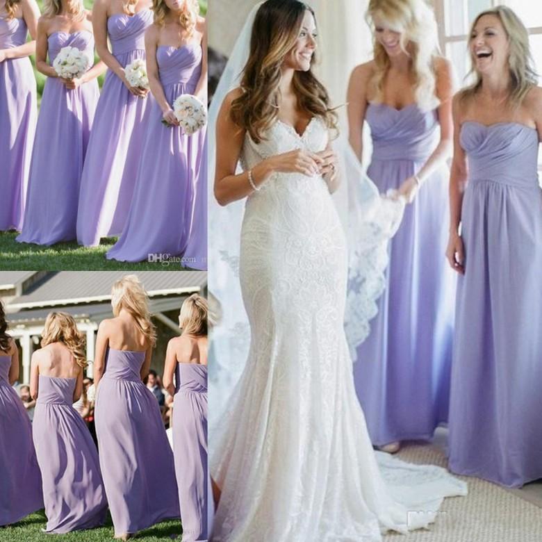 

Cheap Lavender Bridesmaid Dresses 2019 Chiffon Sweetheart Draped Ruched Formal Maid of Honor Dresses For Wedding Party Dresses 95