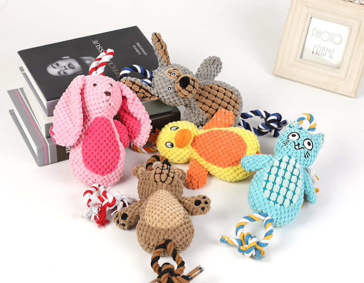 

Pet dog puppy cotton rope toy plush toy sound toy duck rabbit mixed styles