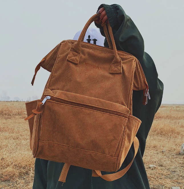 

Corduroy Backpacks For Women Fashion Winter Casual Style Ladies Solid Color Back Pack Female Teens Girls School Backpack