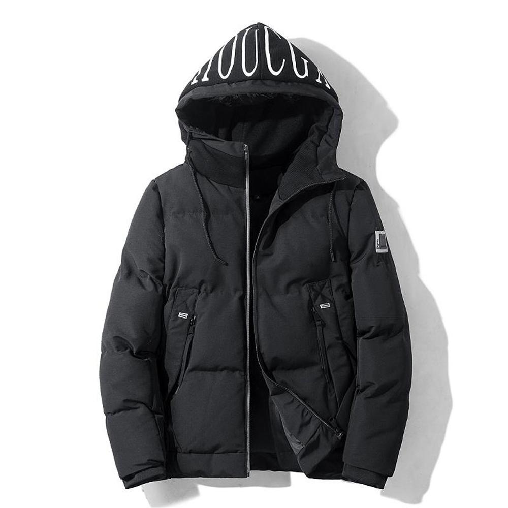 

Hip Letter Bubble Coat Drop Shipping Fashion Men Winter Jacket Hooded Warm Men Winter Coat Slim Fit Student Male Overcoat 4#, Black