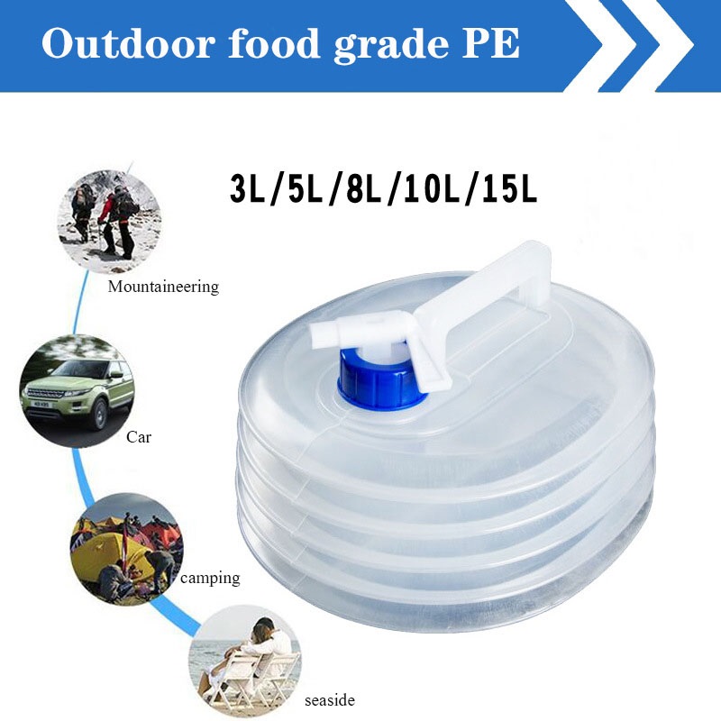 

3/5/8/10/15L Foldable PE Plastic Grade Water Bottle Container Camping Survival Outdoor Water Bucket Folding Bag, 3l