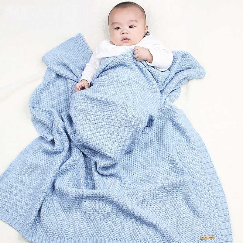 

Nordic Baby Boy Girl Blanket Knitted Newborn Blankets Nap Quilts Wrap Infant Swaddle Kids Bedding Stuff Toddler Stroller Cover, Blue