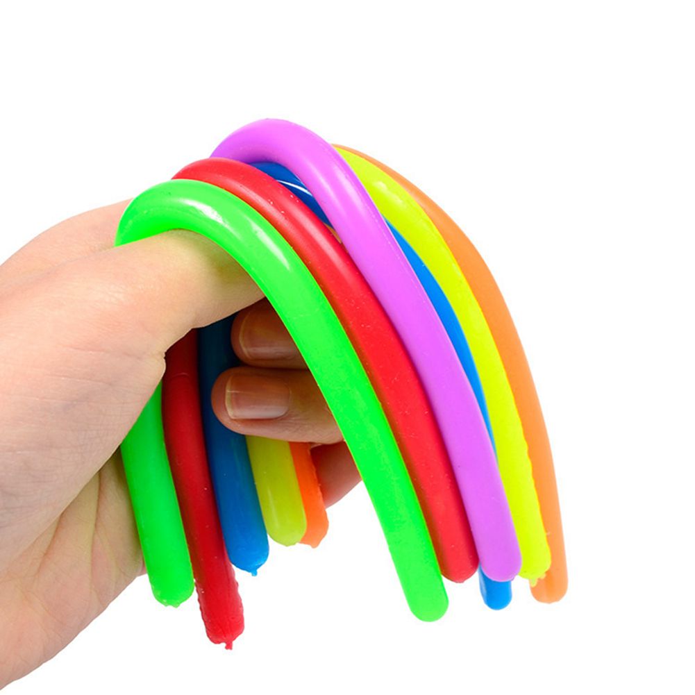 

100pcs Fidget Abreact Decompression Rope Flexible Glue Noodle Ropes 18*1cm TPR Hyperflex Stretchy String Neon Slings Toys