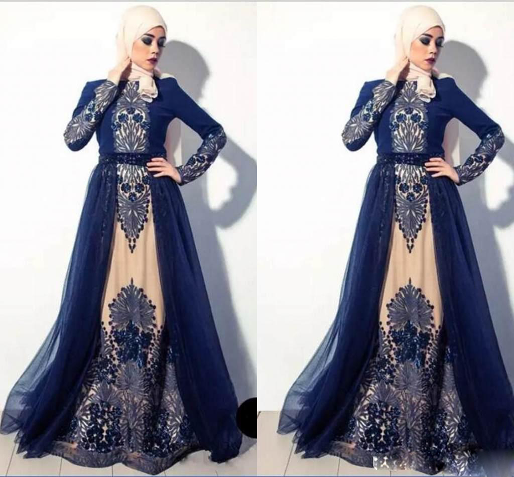 

2020 Modest A Line Evening Dresses Zipper Long Sleeve Lace Applique Formal Dresses Floor Length High Neck Party Gown, Brown