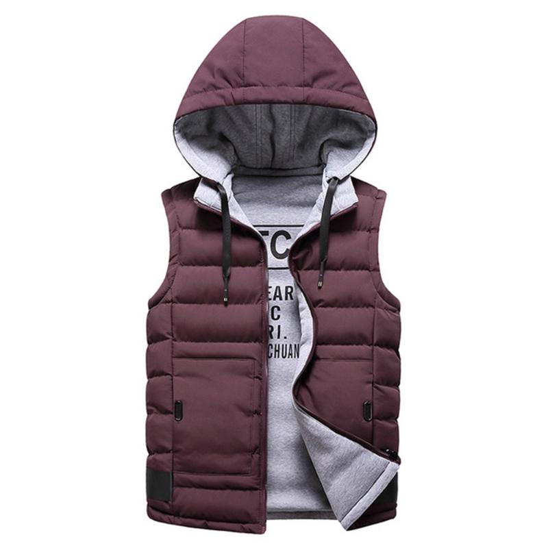 

Casual cotton warm vest double-sided men's hooded vest sports waistcoat sleeveless jacket coat hat detachable coat, Blue
