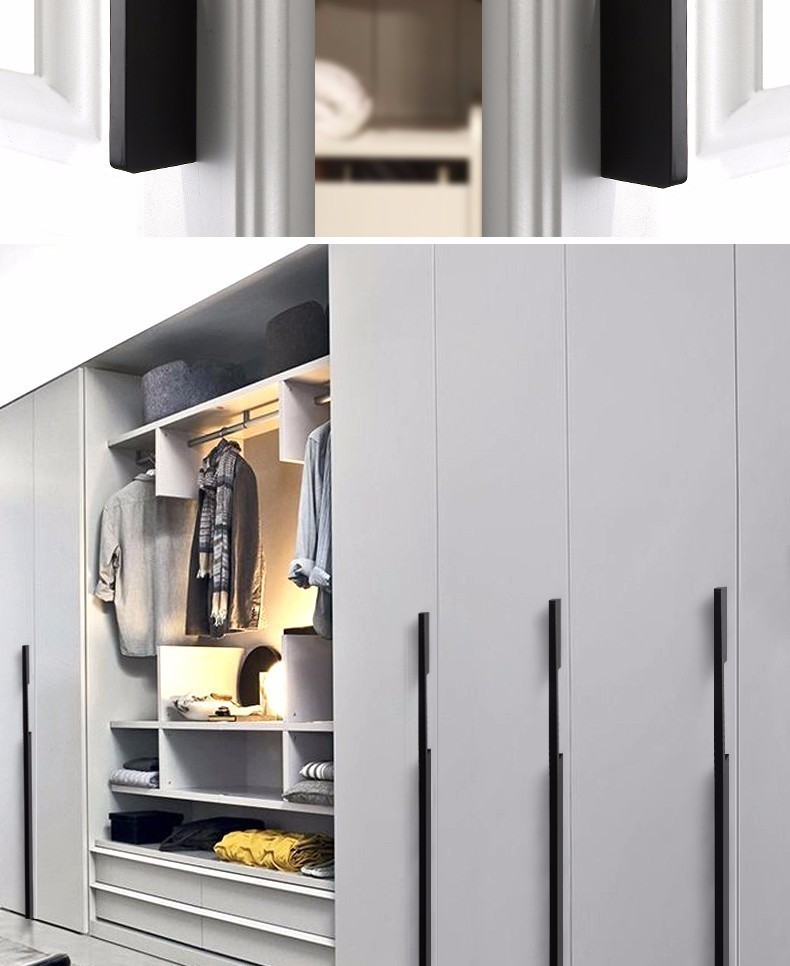 2019 Black Gold Hidden Cabinet Handles Aluminum Kitchen Cupboard