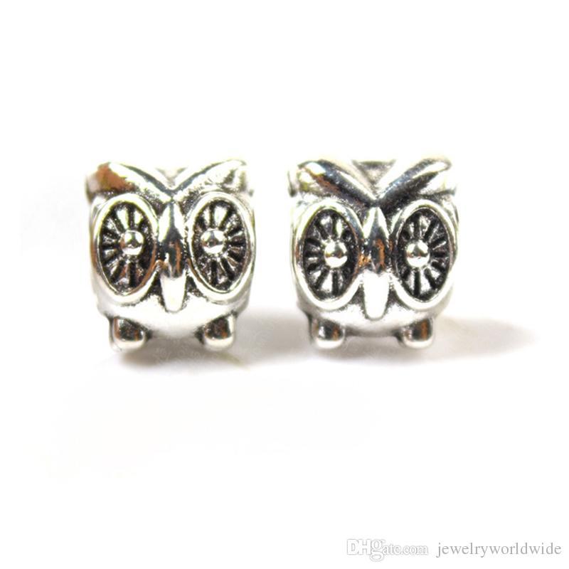 1x Large Owl Charms Bird Pendant Necklace Findings Antique Silver C827