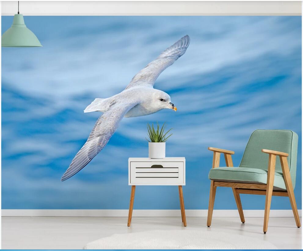 

WDBH 3d wallpaper custom photo Fresh seagull hd large picture background wall nordic sea home decor 3d wall wallpaper for walls, Non-woven wallpaper