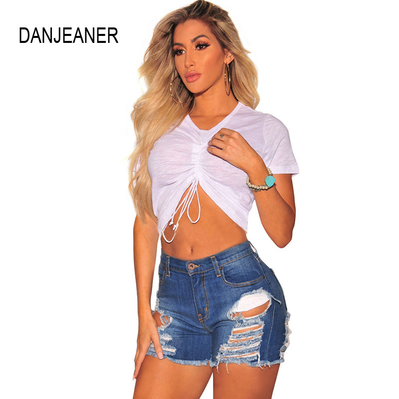 

DANJEANER Summer Vintage Faded and Distressed Jean Shorts with Pockets 2020 Plus Size Woman Casual Hole Hot Short Denim -XXL, White