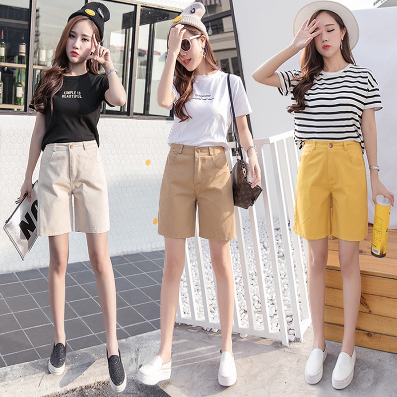 

2020 Spring Summer High Waist Vintage Shorts Women Casual Loose Boyfriend Short Pants Women Plus Size Black Short Mujer