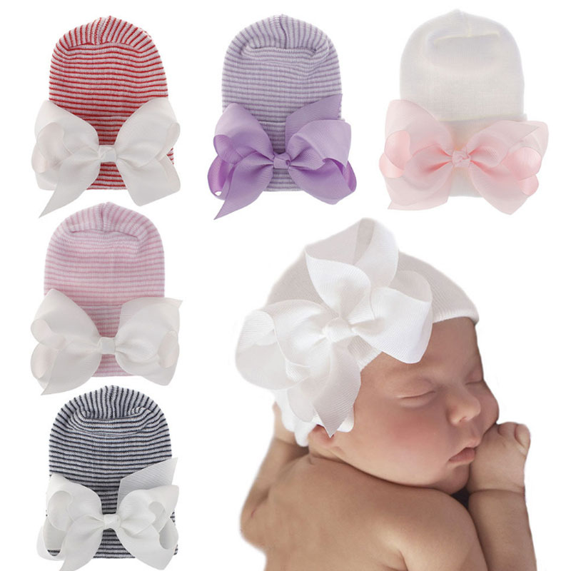 

Hot Sale Fashion Newborn Baby girls Bowknot Winter Beanie Hats Kids Children Headwear Boutique Caps Hair Accessories, Mixed colors