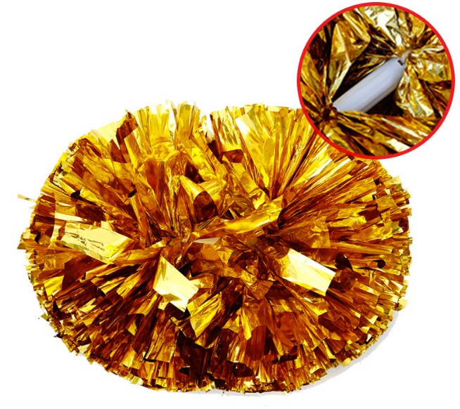 

1pcs Metallic Cheerleading Pom Poms Aerobics Show Dance Hand Flowers Cheerleader Pompoms for Football Basketball Match Pompon