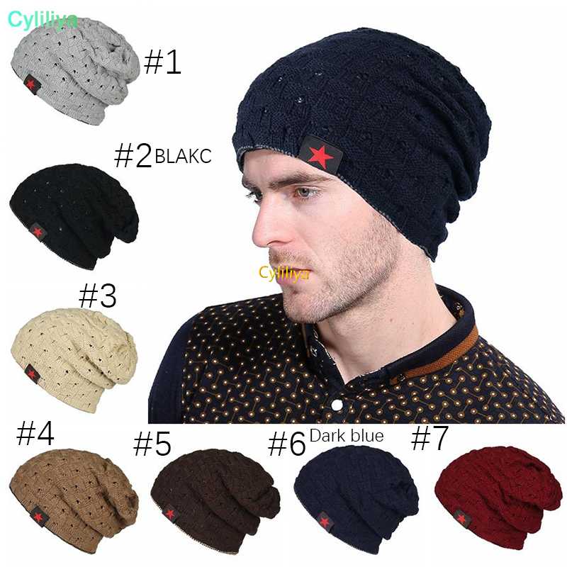 

5pcs Five-star Striped Hat Women Men Hollow Double-sided Winter Warm Caps Fashion Knit Hat Outdoor Ski Cap