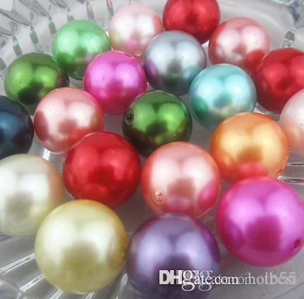 

New 100PCS/lot Mixed random color 20mm Imitation pearls Loose bead Acrylic Pearl Beads DIY Resin hot Spacer for Jewelry h25652 x82, Black