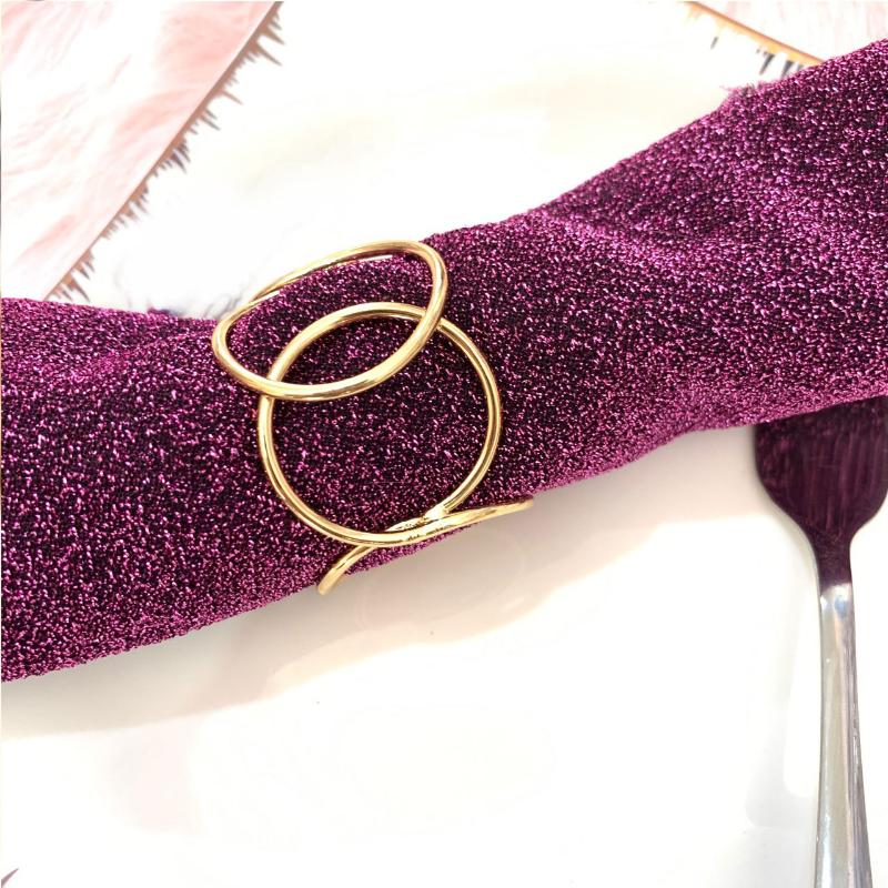 

TAI Top 12Pcs Metal Adjacent Circles Napkin Rings Gold Silver Color Hollow Towel Buckle Napkin Holder Hotel Party Table Decor
