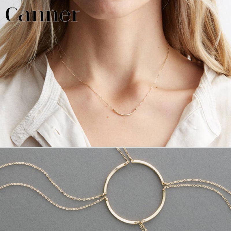 Estilo Simple para Mujer Encanto Colgante de onda clavícula Círculo Nuevo Collar Regalo CB