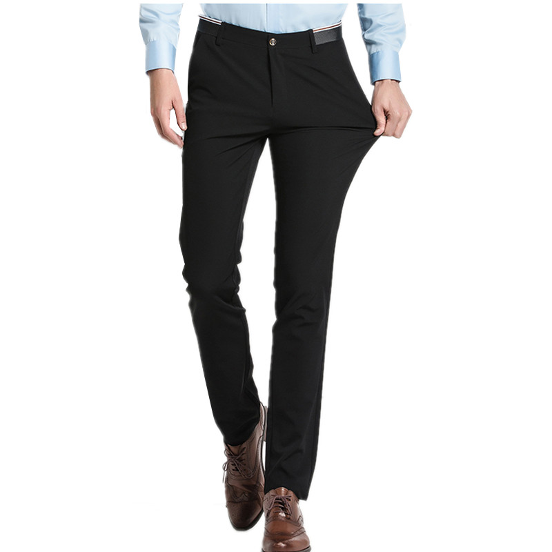 

Pure Color Small Stretch Men's Trousers  29 30 31 32 33 36 38 Black Navy Blue Fashion Business Casual Man Pants Slim Elegant