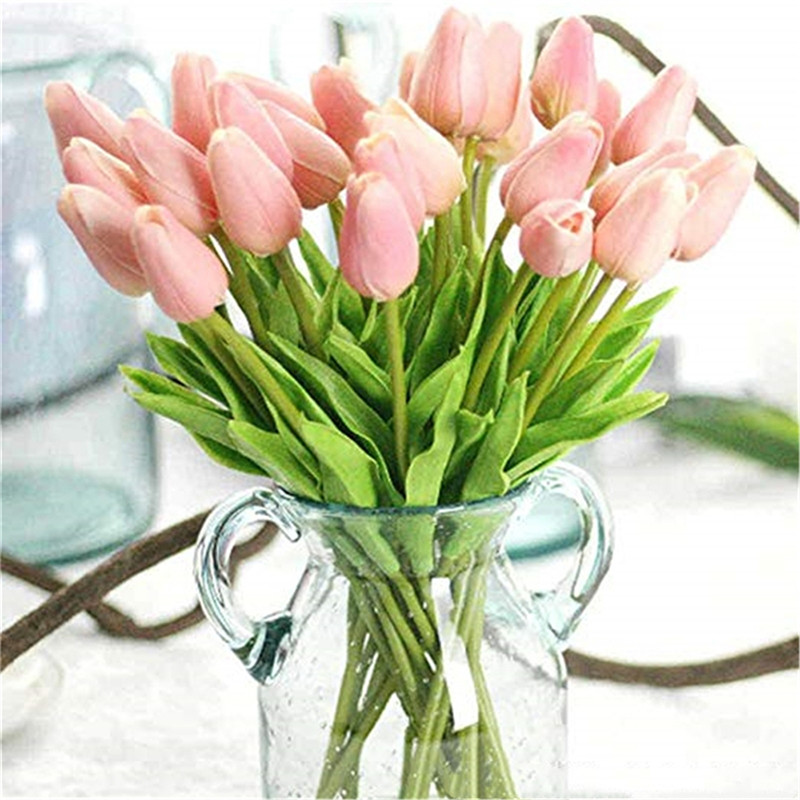 

10pcs/Lot Tulips Artificial Flowers Real Touch Artificial Decor Mini Tulip for Home Wedding Decoration Flowers Supplies, Pink