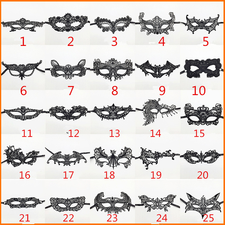 

39 styles Halloween party Mask Lady Sexy Lace black Eye Mask Masquerade Black Cutout Blinder Fancy Dress Costume Cosplay Party props
