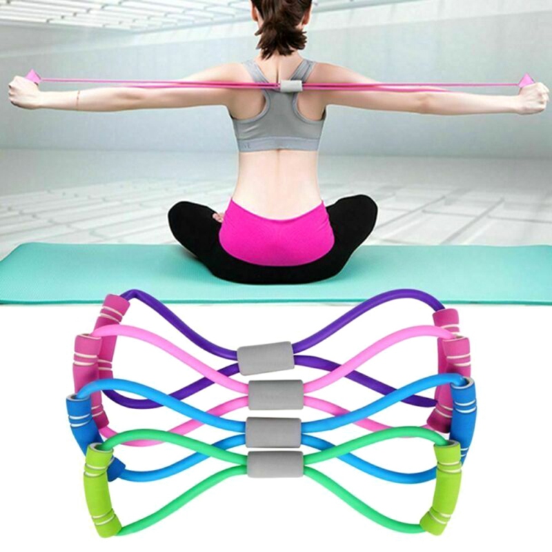 

Resistance Band Yoga Rally Strap Silicone Pull Elastic Yoga 8 Word Shape Stretch Shaping Pull Rope Chest Fitness Equipment 2020