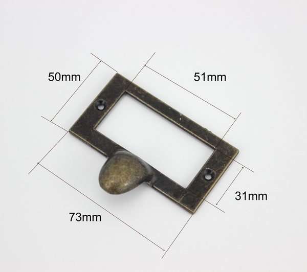 

73x62mm antique label frame pull drawer card holder handle with screws