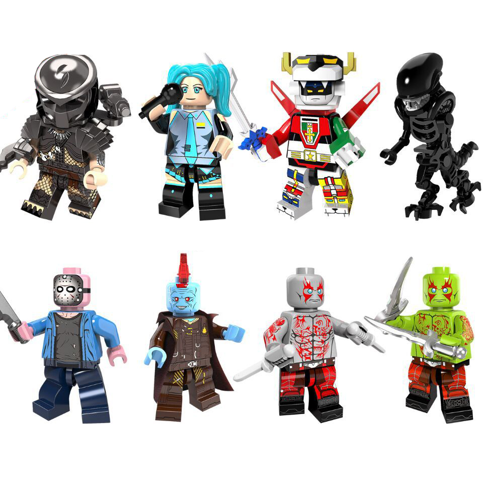 

Movie Mini Toy Figure Drax Jason Voorhees Yondu Predator Alien Voltron Hatsune Miku Building Block Brick
