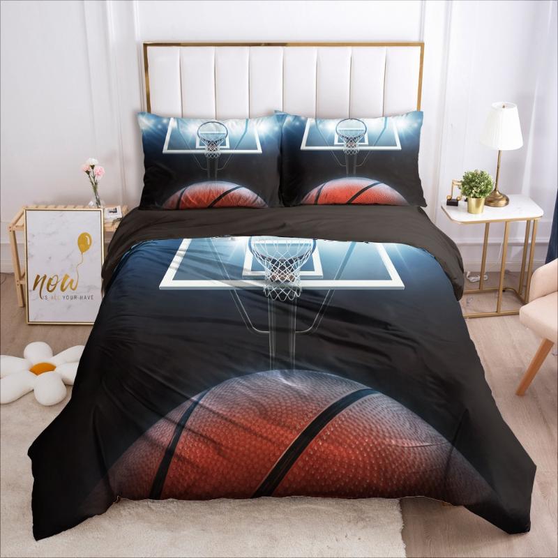 

3D Bedding Sets Basketball Duvet Quilt Cover Set Comforter Bed Linens Pillowcase King Queen Full Double Size Custom Home Texitle, Sport013-black-d