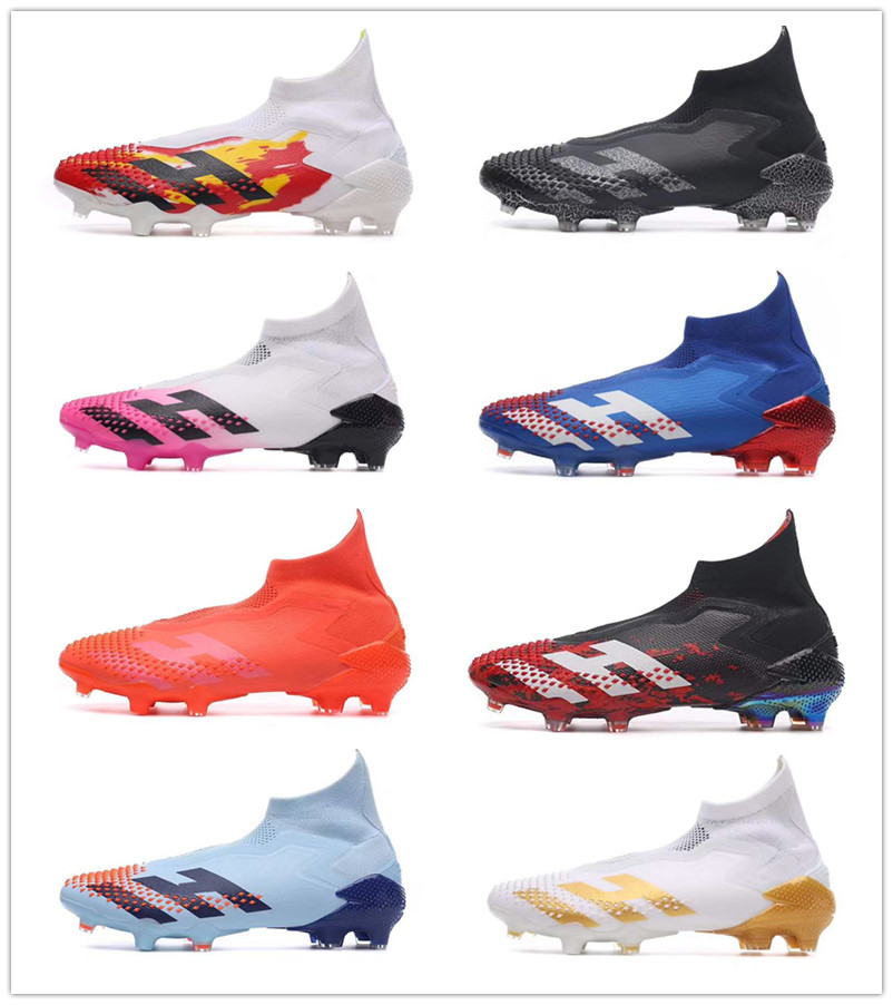 

2020 Styles Mens Messi Predators Mutator 20 FG Soccer Shoes Core Black White Active Red Football Boots New Football Shoes