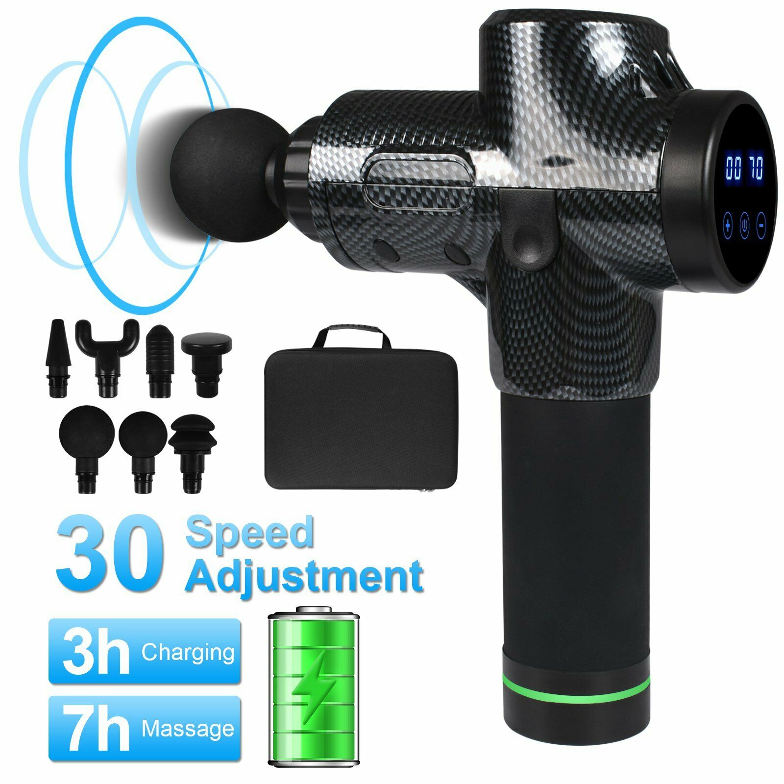 

Massage Gun Deep Tissue Percussion Muscle Massager for Body Pain Relief 7 Heads