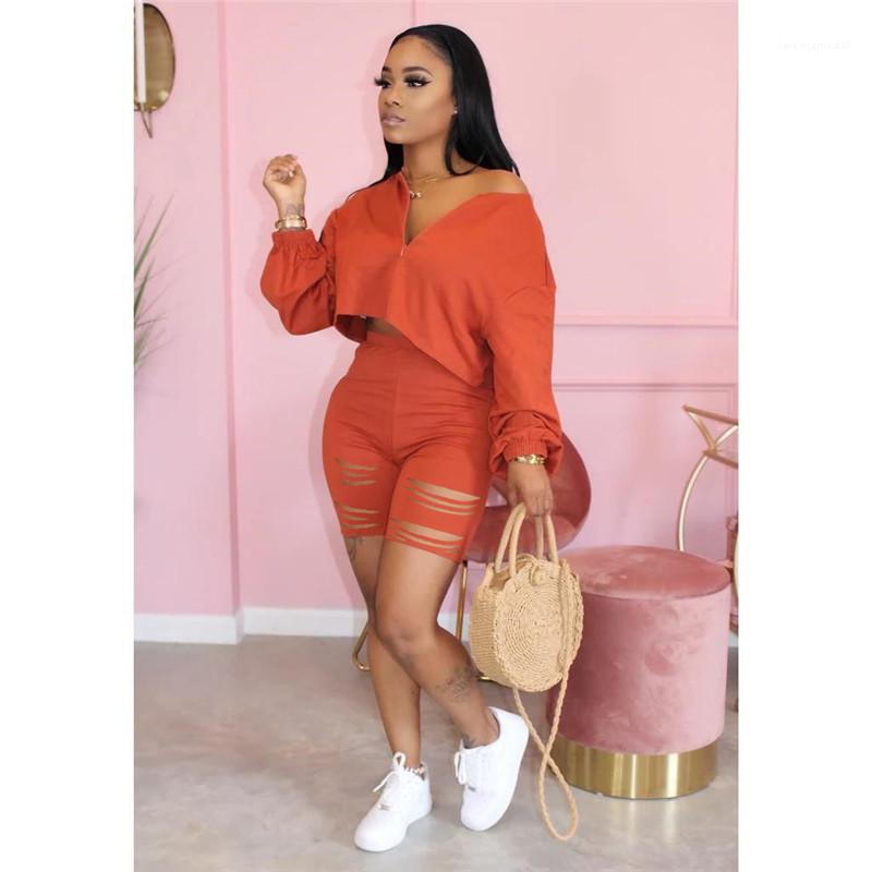 Tops manches courtes Pantalons court Ensembles Vêtements Designer Streetwear Survêtements Femmes d'été évider de costumes V