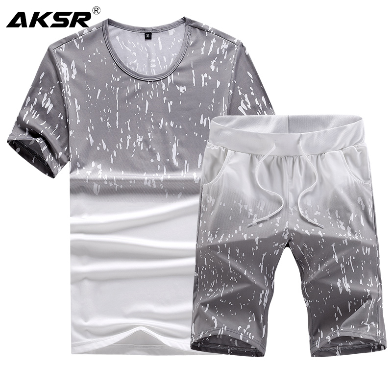 

Tracksuit Men Clothes 2020 T-shirts and Shorts Sets Men's Sports Suit Two Piece Set Jogging Homme Sportswear Suit T Shirts Sets, Black