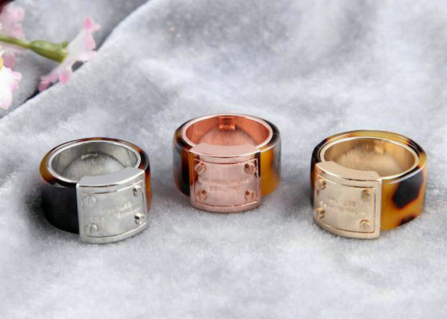 Size 6/7/8 Brand Hot Sale Silver/Gold/Rose Gold Plated Resin Lock Key M Band Rings K Letter Style Logo Ring