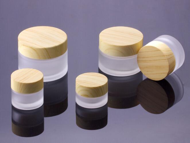 

30pcs/lot 5g Frosted Glass Cream Jar with Wood Lid Makeup Skin Care Lotion Pot Cosmetic Container Packaging Bottles