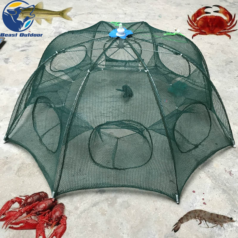 Portable plié filet de pêche petits poissons crevettes Minnow crabe Appâts Cast Mesh Net