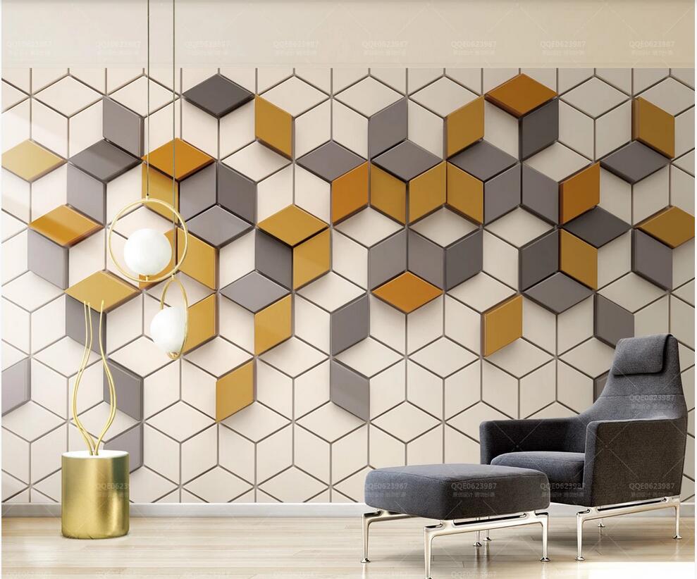 

3d wallpaper custom photo mural Simple ginger Mosaic splicing modern 3d TV background wall home decor wall art pictures, Non-woven fabric