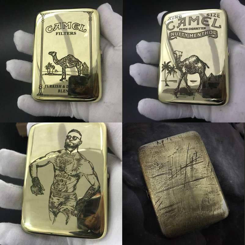 

Holding 16pcs Classic Vintage Copper Camel Cigarette Case Portable Tobacco Case Cigarette Storage Smoking Boxes With Box T200111