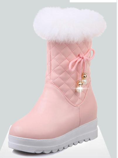 

2019 Women's boots in winter with New style flat bottom Thick bottom round head waterproof table @2106, Black