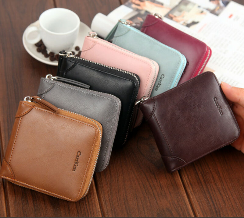 

mens letter wallets fashion female small pu leather square purse short portable handbag for zipper bank card holder pack, Red;black